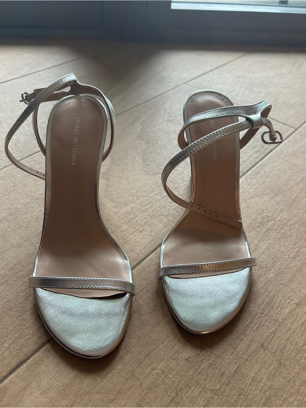 Stuart Weitzman Silver Heeled Sandals size 8.5